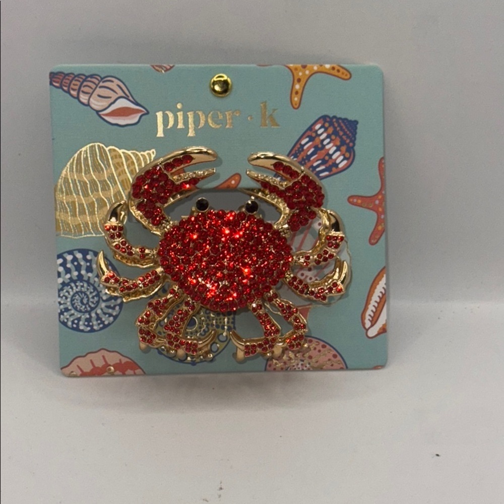 Piper K Red and Gold Crab hair clip